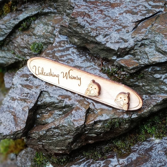 Wooden Narwhal Earrings - Picture 3 of 3